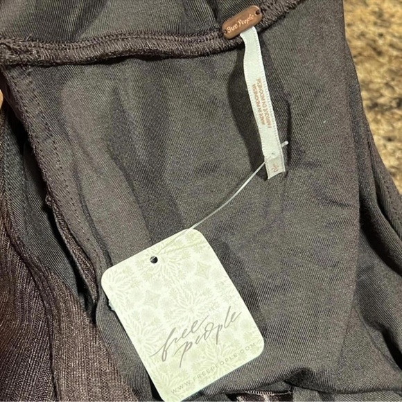 🆕 Whimsigoth Free People ATHEA Maxi Dress Brown Stretch Slip Sexy Slit Layer - Picture 9 of 15